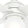 image:imageHunter Hepburn Indoor Ceiling Fan with LED Light 44 inch Modern Brass  Standard Mount Wall Control 4 Blades For Bedroom Living Room Kitchen Includes Bulbs 52313Matte White