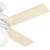 image:imageHunter Hepburn Indoor Ceiling Fan with LED Light 44 inch Modern Brass  Standard Mount Wall Control 4 Blades For Bedroom Living Room Kitchen Includes Bulbs 52313Matte White