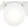 image:imageHunter Hepburn Indoor Ceiling Fan with LED Light 44 inch Modern Brass  Standard Mount Wall Control 4 Blades For Bedroom Living Room Kitchen Includes Bulbs 52313Matte White
