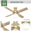 image:imageHunter Hepburn Indoor Ceiling Fan with LED Light 44 inch Modern Brass  Standard Mount Wall Control 4 Blades For Bedroom Living Room Kitchen Includes Bulbs 52313Modern Brass