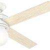 image:imageHunter Hepburn Indoor Ceiling Fan with LED Light 44 inch Modern Brass  Standard Mount Wall Control 4 Blades For Bedroom Living Room Kitchen Includes Bulbs 52313Matte White