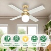 image:imageHunter Hepburn Indoor Ceiling Fan with LED Light 44 inch Modern Brass  Standard Mount Wall Control 4 Blades For Bedroom Living Room Kitchen Includes Bulbs 52313Modern Brass