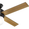 image:imageHunter Hepburn Indoor Ceiling Fan with LED Light 44 inch Modern Brass  Standard Mount Wall Control 4 Blades For Bedroom Living Room Kitchen Includes Bulbs 52313Matte Black