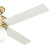 image:imageHunter Hepburn Indoor Ceiling Fan with LED Light 44 inch Modern Brass  Standard Mount Wall Control 4 Blades For Bedroom Living Room Kitchen Includes Bulbs 52313Modern Brass