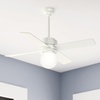 image:imageHunter Hepburn Indoor Ceiling Fan with LED Light 44 inch Modern Brass  Standard Mount Wall Control 4 Blades For Bedroom Living Room Kitchen Includes Bulbs 52313Matte White