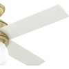 image:imageHunter Hepburn Indoor Ceiling Fan with LED Light 44 inch Modern Brass  Standard Mount Wall Control 4 Blades For Bedroom Living Room Kitchen Includes Bulbs 52313Modern Brass