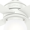 image:imageHunter Hepburn Indoor Ceiling Fan with LED Light 44 inch Modern Brass  Standard Mount Wall Control 4 Blades For Bedroom Living Room Kitchen Includes Bulbs 52313Matte White