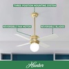 image:imageHunter Hepburn Indoor Ceiling Fan with LED Light 44 inch Modern Brass  Standard Mount Wall Control 4 Blades For Bedroom Living Room Kitchen Includes Bulbs 52313Modern Brass