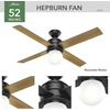 image:imageHunter Hepburn Indoor Ceiling Fan with LED Light 44 inch Modern Brass  Standard Mount Wall Control 4 Blades For Bedroom Living Room Kitchen Includes Bulbs 52313Matte Black