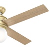 image:imageHunter Hepburn Indoor Ceiling Fan with LED Light 44 inch Modern Brass  Standard Mount Wall Control 4 Blades For Bedroom Living Room Kitchen Includes Bulbs 52313Modern Brass