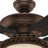 image:imageHunter Italian Countryside Indoor Ceiling Fan 52 inch PA Cocoa  with LED Light Standard Mount Pull Chain 5 Blades For Bedroom Living Room 53200