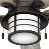 image:imageHunter Key Biscayne Outdoor or Indoor Rustic 54 inch Weathered Zinc  Ceiling Fan with LED Light Standard Mount Pull Chain For Bedroom Living Room Patio 59135Onyx Bengal