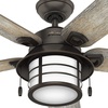 image:imageHunter Key Biscayne Outdoor or Indoor Rustic 54 inch Weathered Zinc  Ceiling Fan with LED Light Standard Mount Pull Chain For Bedroom Living Room Patio 59135Onyx Bengal