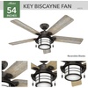 image:imageHunter Key Biscayne Outdoor or Indoor Rustic 54 inch Weathered Zinc  Ceiling Fan with LED Light Standard Mount Pull Chain For Bedroom Living Room Patio 59135Onyx Bengal