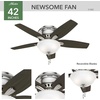 image:imageHunter Newsome Indoor Ceiling Fan Pull Chain 42 inch Premier Bronze  with LED Light Low Profile Flush Mount 5 Blades For Bedroom Living Room 51081Brushed Nickel