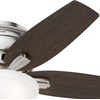 image:imageHunter Newsome Indoor Ceiling Fan Pull Chain 42 inch Premier Bronze  with LED Light Low Profile Flush Mount 5 Blades For Bedroom Living Room 51081Brushed Nickel