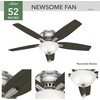 image:imageHunter Newsome Indoor Ceiling Fan Pull Chain 42 inch Premier Bronze  with LED Light Low Profile Flush Mount 5 Blades For Bedroom Living Room 51081Brushed Nickel