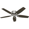 image:imageHunter Newsome Indoor Ceiling Fan Pull Chain 42 inch Premier Bronze  with LED Light Low Profile Flush Mount 5 Blades For Bedroom Living Room 51081Brushed Nickel