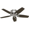 image:imageHunter Newsome Indoor Ceiling Fan Pull Chain 42 inch Premier Bronze  with LED Light Low Profile Flush Mount 5 Blades For Bedroom Living Room 51081Brushed Nickel