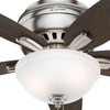 image:imageHunter Newsome Indoor Ceiling Fan Pull Chain 42 inch Premier Bronze  with LED Light Low Profile Flush Mount 5 Blades For Bedroom Living Room 51081Brushed Nickel