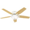 image:imageHunter Newsome Indoor Ceiling Fan Pull Chain 42 inch Premier Bronze  with LED Light Low Profile Flush Mount 5 Blades For Bedroom Living Room 51081Fresh White