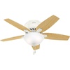 image:imageHunter Newsome Indoor Ceiling Fan Pull Chain 42 inch Premier Bronze  with LED Light Low Profile Flush Mount 5 Blades For Bedroom Living Room 51081Fresh White