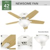 image:imageHunter Newsome Indoor Ceiling Fan Pull Chain 42 inch Premier Bronze  with LED Light Low Profile Flush Mount 5 Blades For Bedroom Living Room 51081Fresh White