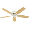image:imageHunter Newsome Indoor Ceiling Fan Pull Chain 42 inch Premier Bronze  with LED Light Low Profile Flush Mount 5 Blades For Bedroom Living Room 51081Fresh White