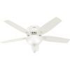 image:imageHunter Newsome Indoor Ceiling Fan Pull Chain 42 inch Premier Bronze  with LED Light Low Profile Flush Mount 5 Blades For Bedroom Living Room 51081Fresh White