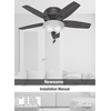 image:imageHunter Newsome Indoor Ceiling Fan Pull Chain 42 inch Premier Bronze  with LED Light Low Profile Flush Mount 5 Blades For Bedroom Living Room 51081Matte Black