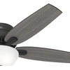image:imageHunter Newsome Indoor Ceiling Fan Pull Chain 42 inch Premier Bronze  with LED Light Low Profile Flush Mount 5 Blades For Bedroom Living Room 51081Matte Black