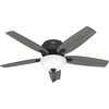image:imageHunter Newsome Indoor Ceiling Fan Pull Chain 42 inch Premier Bronze  with LED Light Low Profile Flush Mount 5 Blades For Bedroom Living Room 51081Matte Black