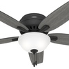 image:imageHunter Newsome Indoor Ceiling Fan Pull Chain 42 inch Premier Bronze  with LED Light Low Profile Flush Mount 5 Blades For Bedroom Living Room 51081Matte Black
