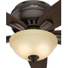 image:imageHunter Newsome Indoor Ceiling Fan Pull Chain 42 inch Premier Bronze  with LED Light Low Profile Flush Mount 5 Blades For Bedroom Living Room 51081Premier Bronze
