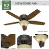 image:imageHunter Newsome Indoor Ceiling Fan Pull Chain 42 inch Premier Bronze  with LED Light Low Profile Flush Mount 5 Blades For Bedroom Living Room 51081Premier Bronze