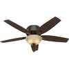 image:imageHunter Newsome Indoor Ceiling Fan Pull Chain 42 inch Premier Bronze  with LED Light Low Profile Flush Mount 5 Blades For Bedroom Living Room 51081Premier Bronze