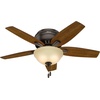 image:imageHunter Newsome Indoor Ceiling Fan Pull Chain 42 inch Premier Bronze  with LED Light Low Profile Flush Mount 5 Blades For Bedroom Living Room 51081Premier Bronze