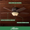 image:imageHunter Newsome Indoor Ceiling Fan Pull Chain 42 inch Premier Bronze  with LED Light Low Profile Flush Mount 5 Blades For Bedroom Living Room 51081Premier Bronze