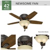 image:imageHunter Newsome Indoor Ceiling Fan Pull Chain 42 inch Premier Bronze  with LED Light Low Profile Flush Mount 5 Blades For Bedroom Living Room 51081Premier Bronze