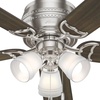 image:imageHunter Prim Indoor Low Profile Ceiling Fan with LED Light and Pull Chain Control 52 Brushed Nickel