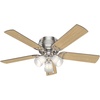 image:imageHunter Prim Indoor Low Profile Ceiling Fan with LED Light and Pull Chain Control 52 Brushed Nickel