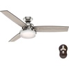 image:imageHunter Sentinel Indoor Ceiling Fan 3 Blades 52 inch Brushed Slate  with LED Light and Remote Control Standard Mount For Bedroom Living Room Kitchen 59211Brushed Nickel