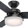 image:imageHunter Sentinel Indoor Ceiling Fan 3 Blades 52 inch Brushed Slate  with LED Light and Remote Control Standard Mount For Bedroom Living Room Kitchen 59211Matte Black