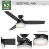 image:imageHunter Sentinel Indoor Ceiling Fan 3 Blades 52 inch Brushed Slate  with LED Light and Remote Control Standard Mount For Bedroom Living Room Kitchen 59211Matte Black