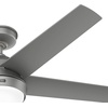 image:imageHunter Skyflow 52 inch IndoorOutdoor Ceiling Fan with Light and Wall Control Matte Black Ceiling Fan 3 Speed WhisperWind Motor 52589 for Coastal Patios Pergolas Bedrooms or Living RoomsMatte Silver