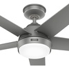image:imageHunter Skyflow 52 inch IndoorOutdoor Ceiling Fan with Light and Wall Control Matte Black Ceiling Fan 3 Speed WhisperWind Motor 52589 for Coastal Patios Pergolas Bedrooms or Living RoomsMatte Silver