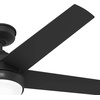 image:imageHunter Skyflow 52 inch IndoorOutdoor Ceiling Fan with Light and Wall Control Matte Black Ceiling Fan 3 Speed WhisperWind Motor 52589 for Coastal Patios Pergolas Bedrooms or Living RoomsMatte Black