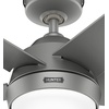 image:imageHunter Skyflow 52 inch IndoorOutdoor Ceiling Fan with Light and Wall Control Matte Black Ceiling Fan 3 Speed WhisperWind Motor 52589 for Coastal Patios Pergolas Bedrooms or Living RoomsMatte Silver