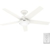 image:imageHunter Skyflow 52 inch IndoorOutdoor Ceiling Fan with Light and Wall Control Matte Black Ceiling Fan 3 Speed WhisperWind Motor 52589 for Coastal Patios Pergolas Bedrooms or Living RoomsMatte White