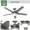 image:imageHunter Skyflow 52 inch IndoorOutdoor Ceiling Fan with Light and Wall Control Matte Black Ceiling Fan 3 Speed WhisperWind Motor 52589 for Coastal Patios Pergolas Bedrooms or Living RoomsMatte Silver